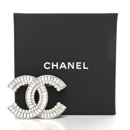 Chanel Baguette Crystal CC Brooch Silver 4 of 4