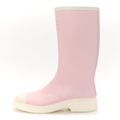 Chanel Caoutchouk CC High Boots 38 Light Pink White 1 of 8