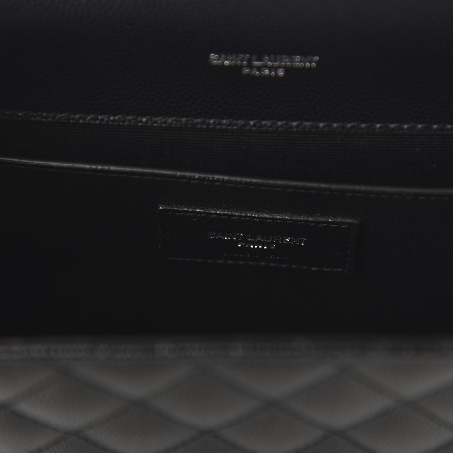 Grain De Poudre Textured Mixed Matelasse Triquilt Medium Monogram Satchel Black