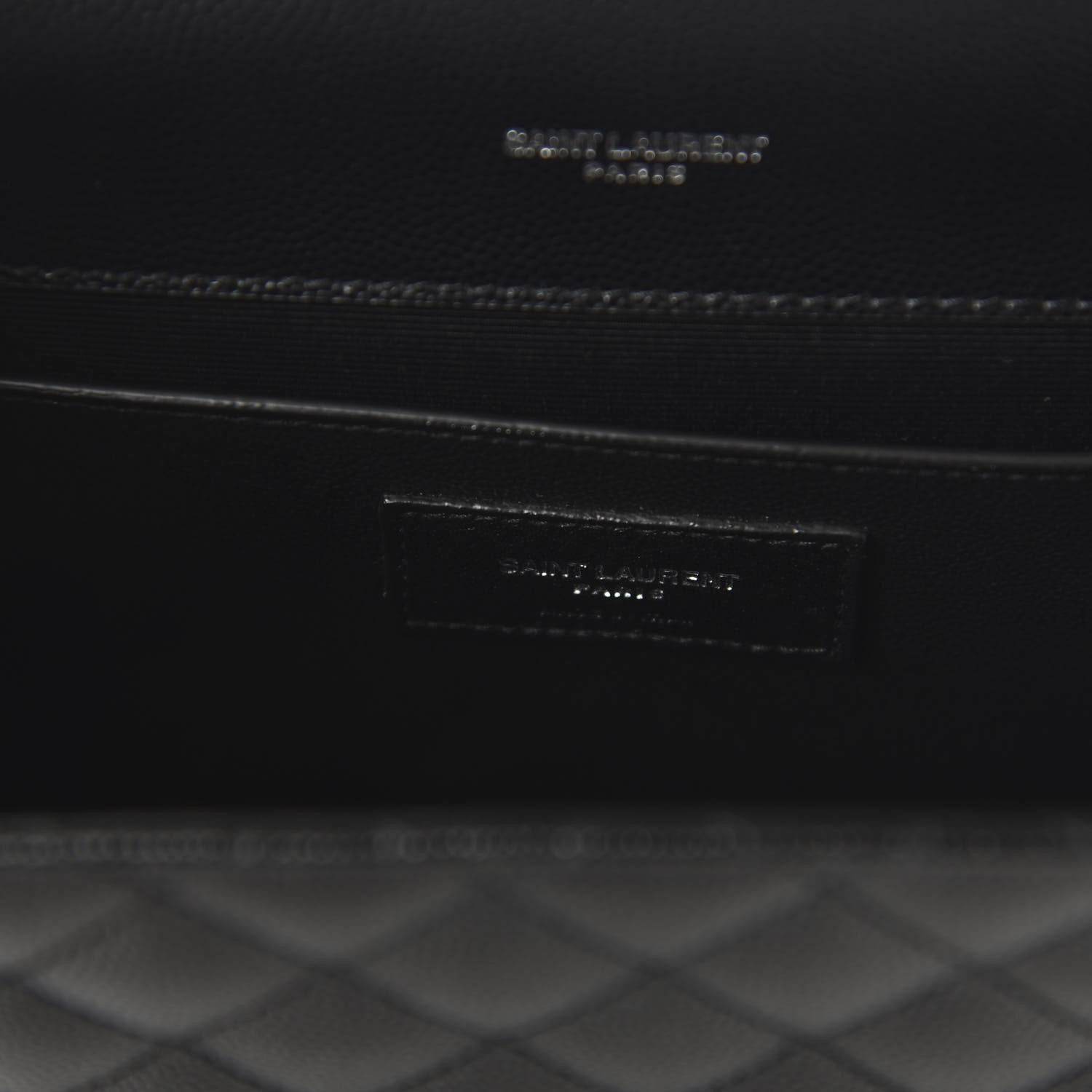 Saint Laurent Grain De Poudre Textured Mixed Matelasse Triquilt Medium Monogram Satchel Black 8 of 9