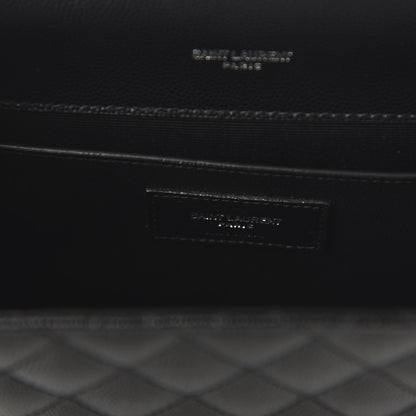 Saint Laurent Grain De Poudre Textured Mixed Matelasse Triquilt Medium Monogram Satchel Black 8 of 9