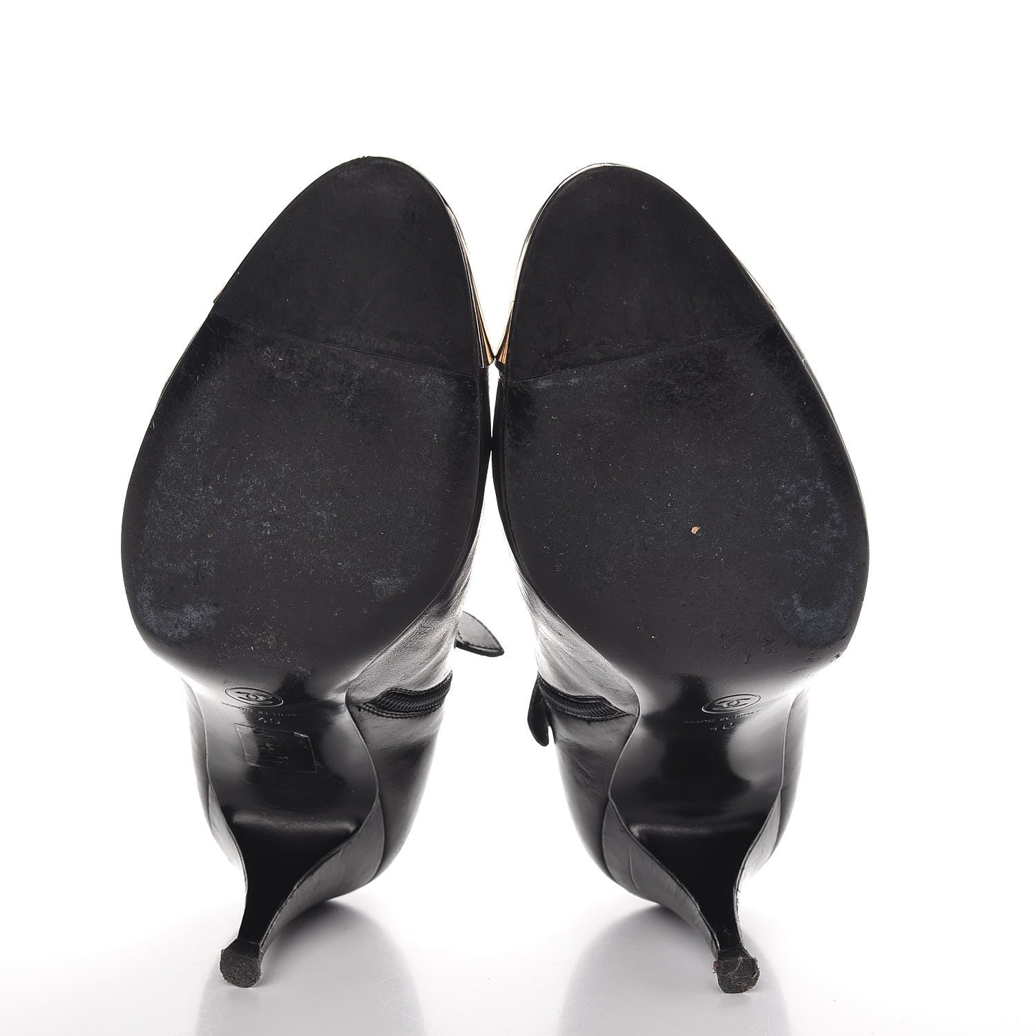 Chanel Calfskin CC Silver Cap Toe Ankle Boots 40 Black 5 of 16