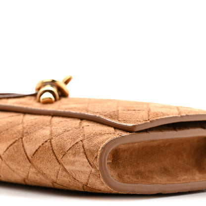 Bottega Veneta Suede Intrecciato Andiamo Pouch On Strap Amber 9 of 11