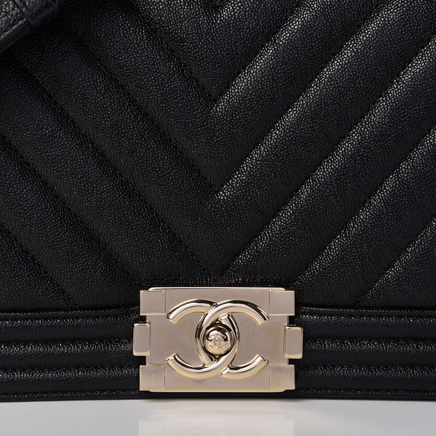 Chanel Caviar Chevron Quilted Medium Boy Flap Black 8 of 10