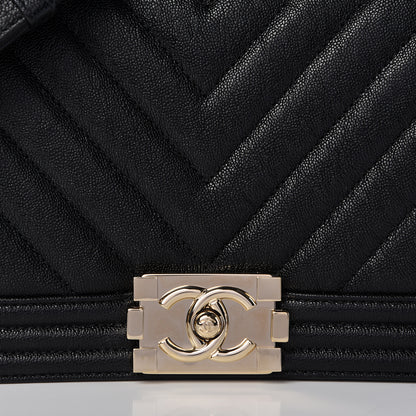 Chanel Caviar Chevron Quilted Medium Boy Flap Black 8 of 10