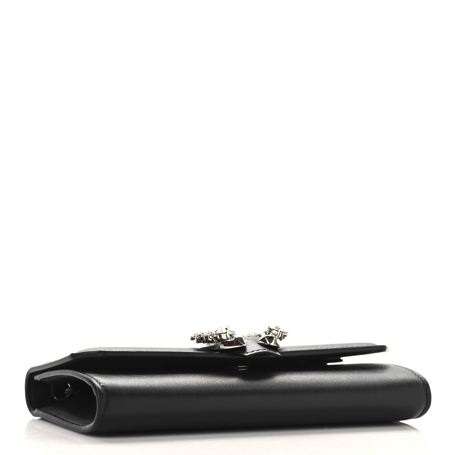Jimmy Choo Smooth Calfskin Crystal Embellished Chain Wallet Black 4 of 10