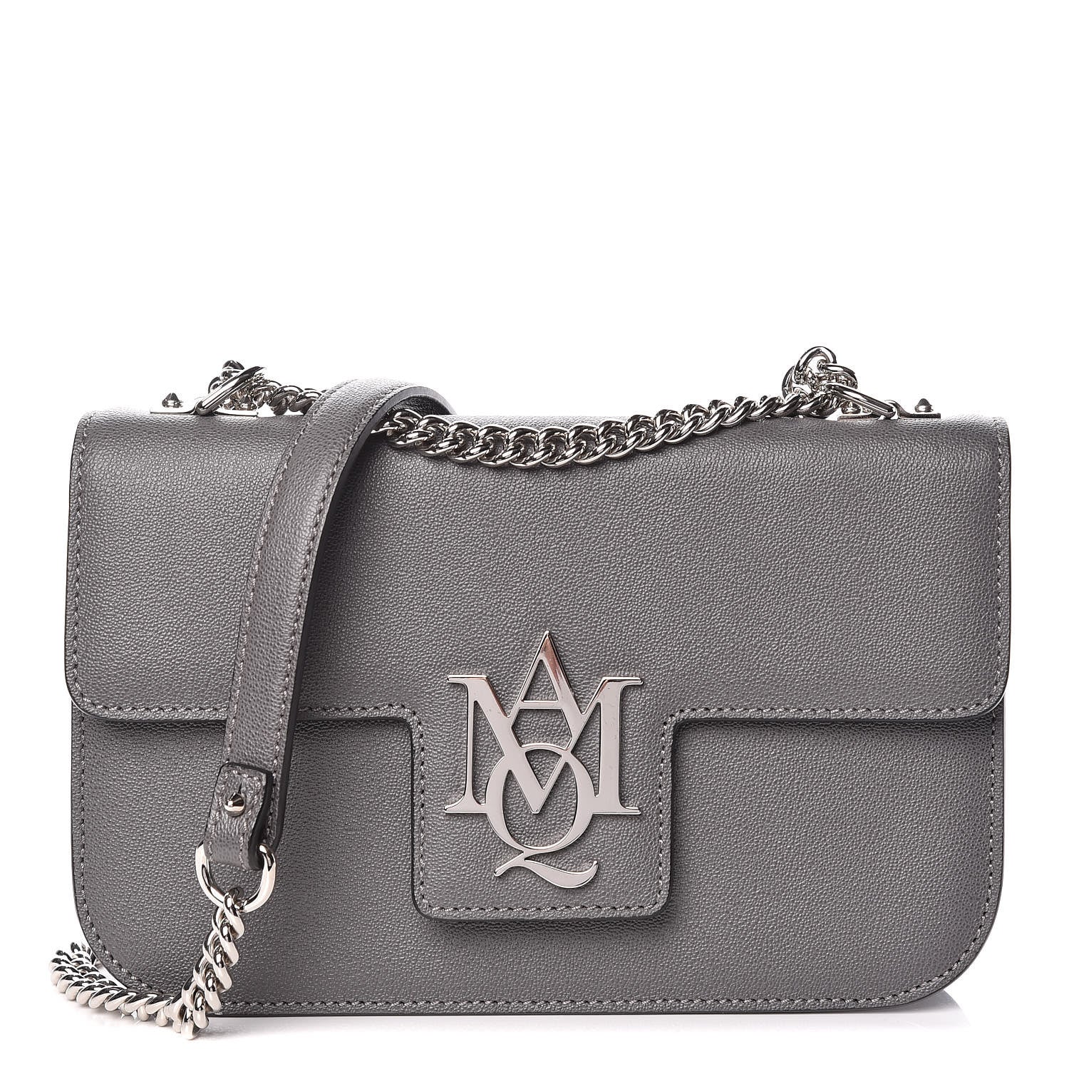 Alexander McQueen Calfskin Medium Insignia Flap Grey 1 of 10