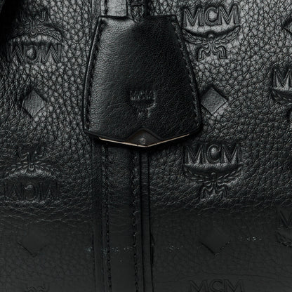 MCM Calfskin Ottomar Monogram Medium Boston Bag Black 8 of 11