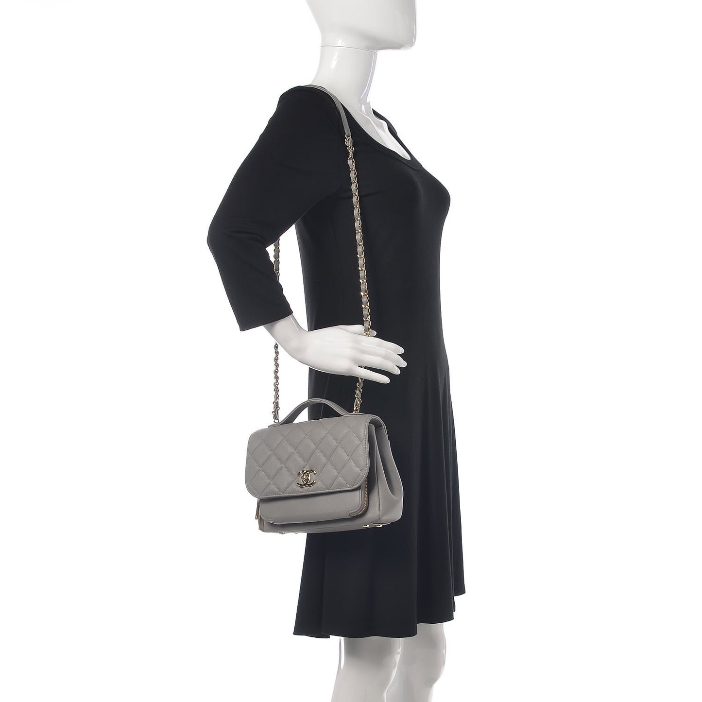 Caviar Quilted Medium Business Affinity Flap Grey