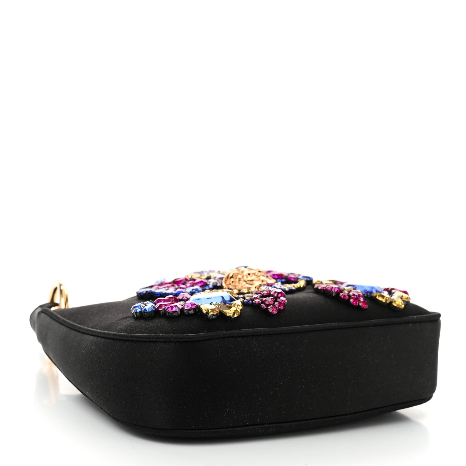 Versace Satin Crystal Embellished La Medusa Mini Hobo Bag Black Multicolor 4 of 9