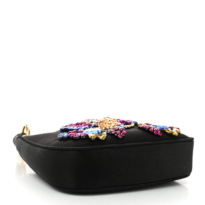 Versace Satin Crystal Embellished La Medusa Mini Hobo Bag Black Multicolor 4 of 9