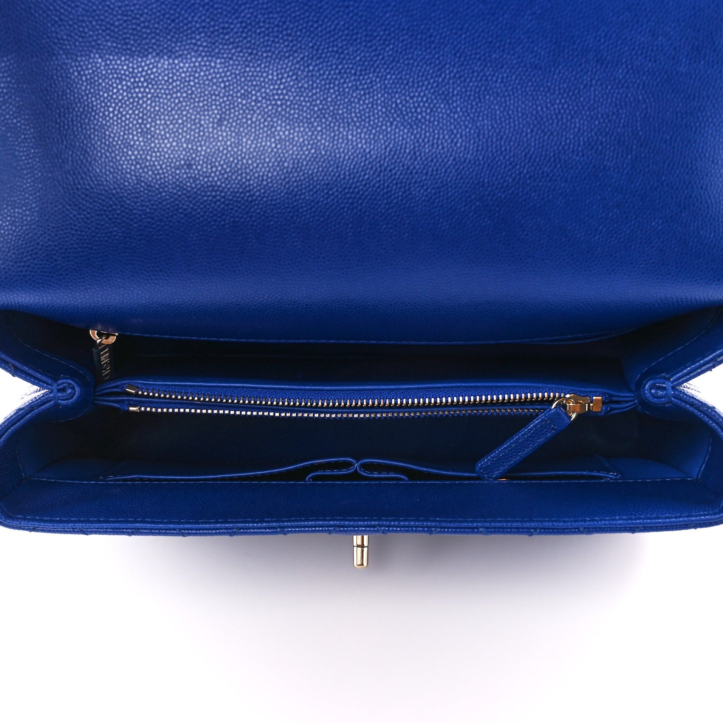 Caviar Quilted Small Coco Handle Flap Dark Blue