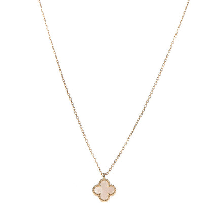 Van Cleef & Arpels 18K Yellow Gold Mother of Pearl Sweet Alhambra Pendant Necklace 1 of 8