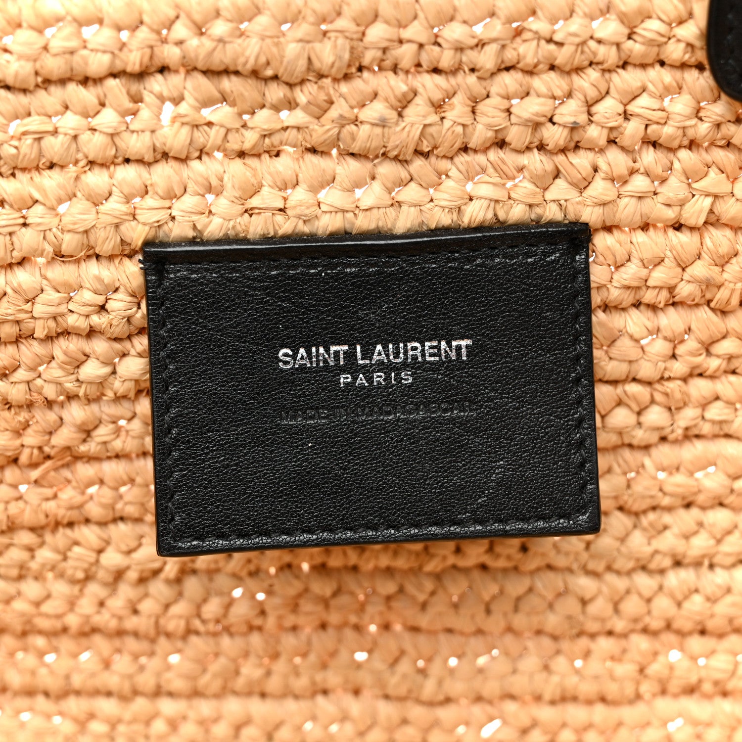 Saint Laurent Raffia Calfskin Rive Gauche Tote Naturale Black 6 of 14