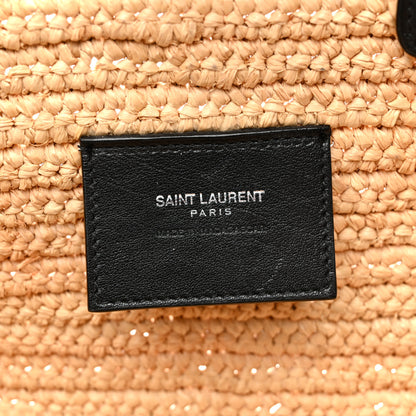 Saint Laurent Raffia Calfskin Rive Gauche Tote Naturale Black 6 of 14