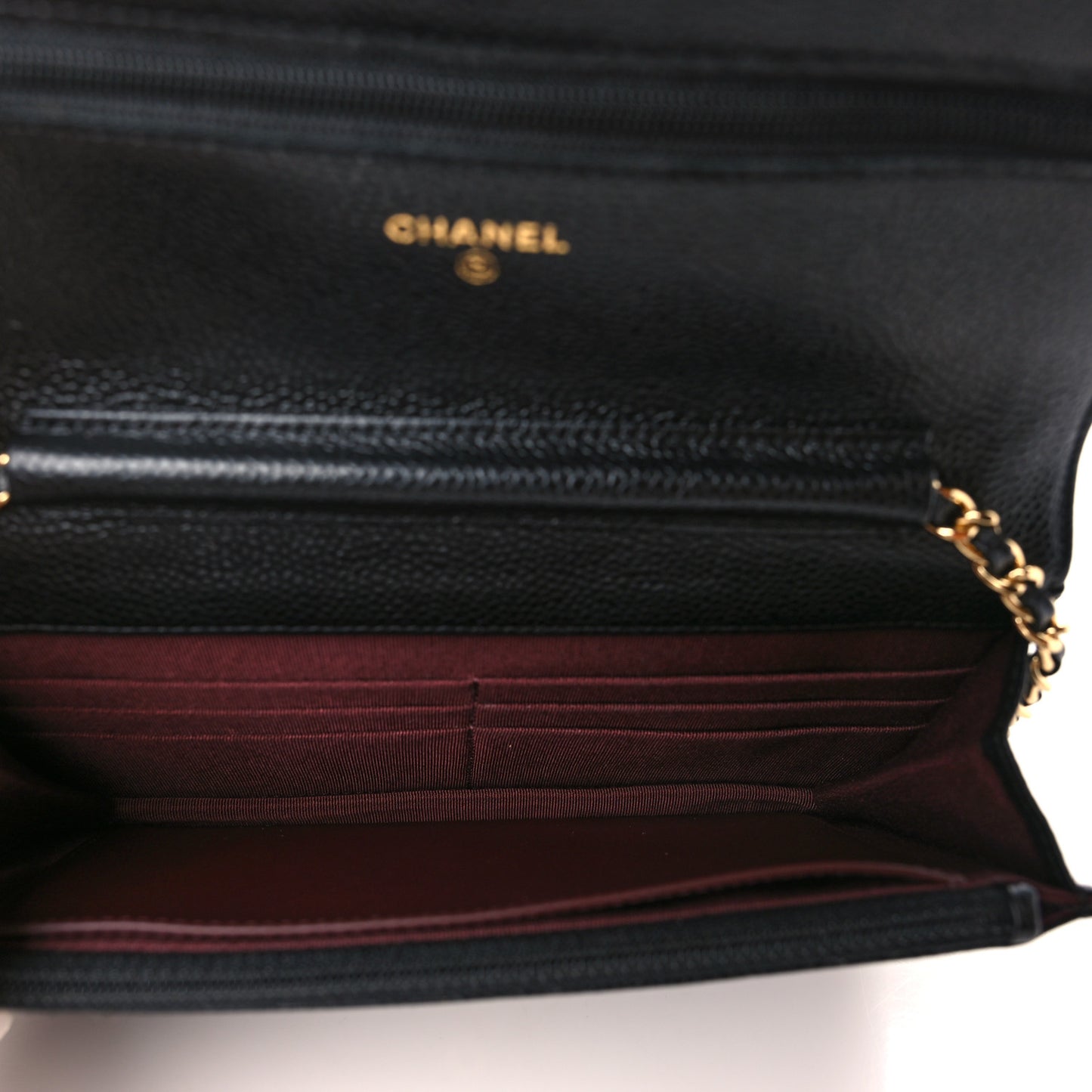 Caviar Quilted Wallet on Chain WOC Black