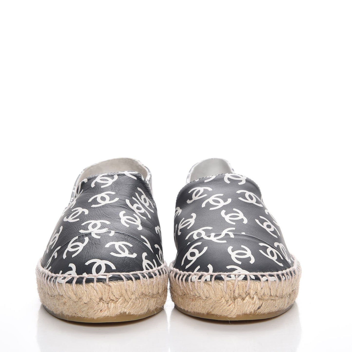 Lambskin Printed CC Espadrilles 38 Black White