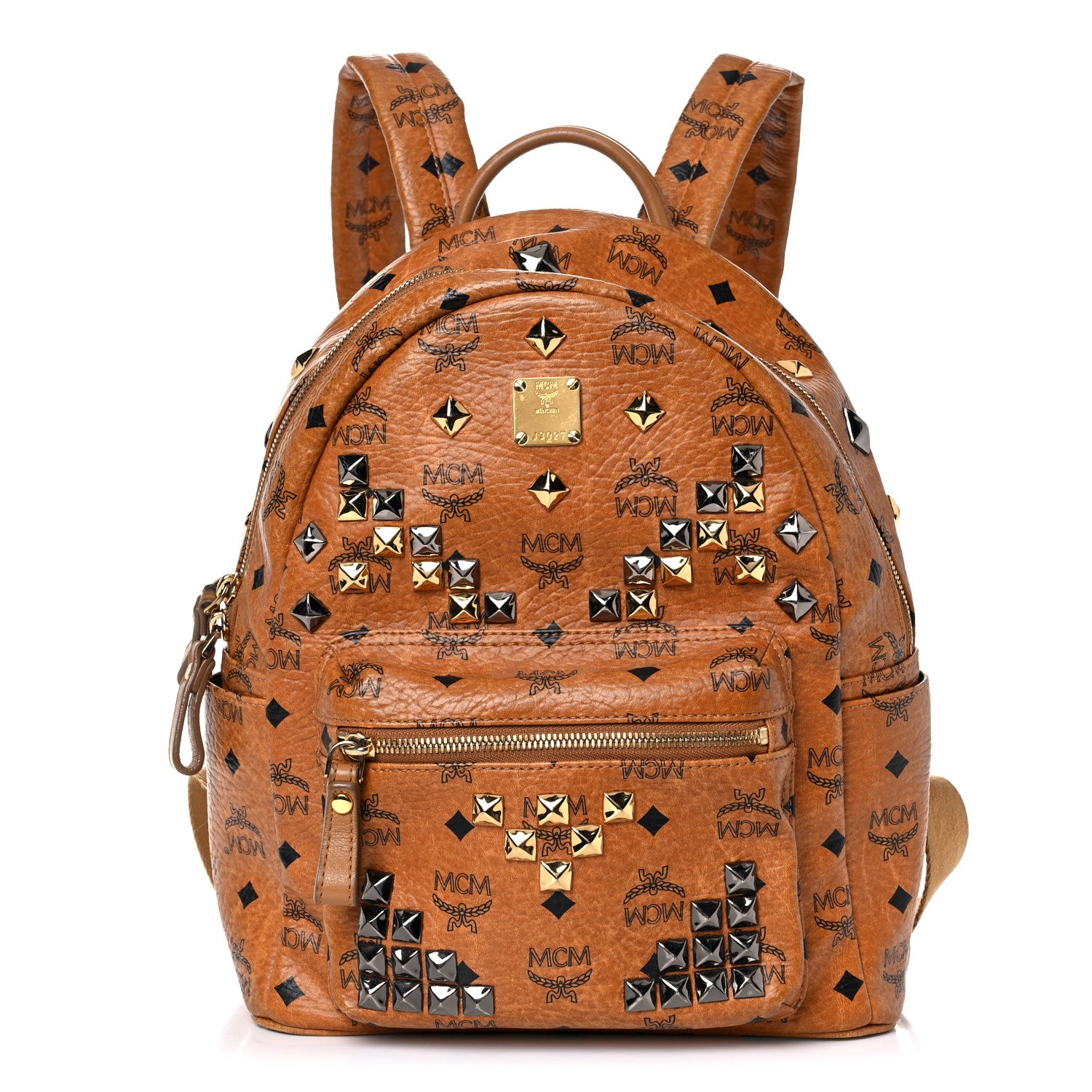 MCM Visetos Studded Small Stark M Backpack Cognac 1 of 19