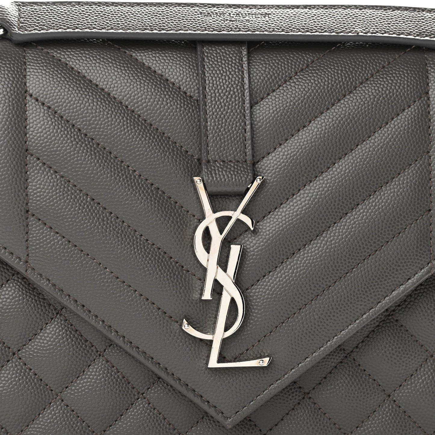 Grain De Poudre Textured Mixed Matelasse Medium Triquilt Monogram Satchel Earth