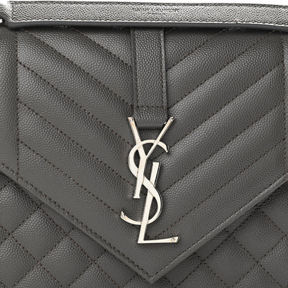 Saint Laurent Grain De Poudre Textured Mixed Matelasse Medium Triquilt Monogram Satchel Earth 8 of 10