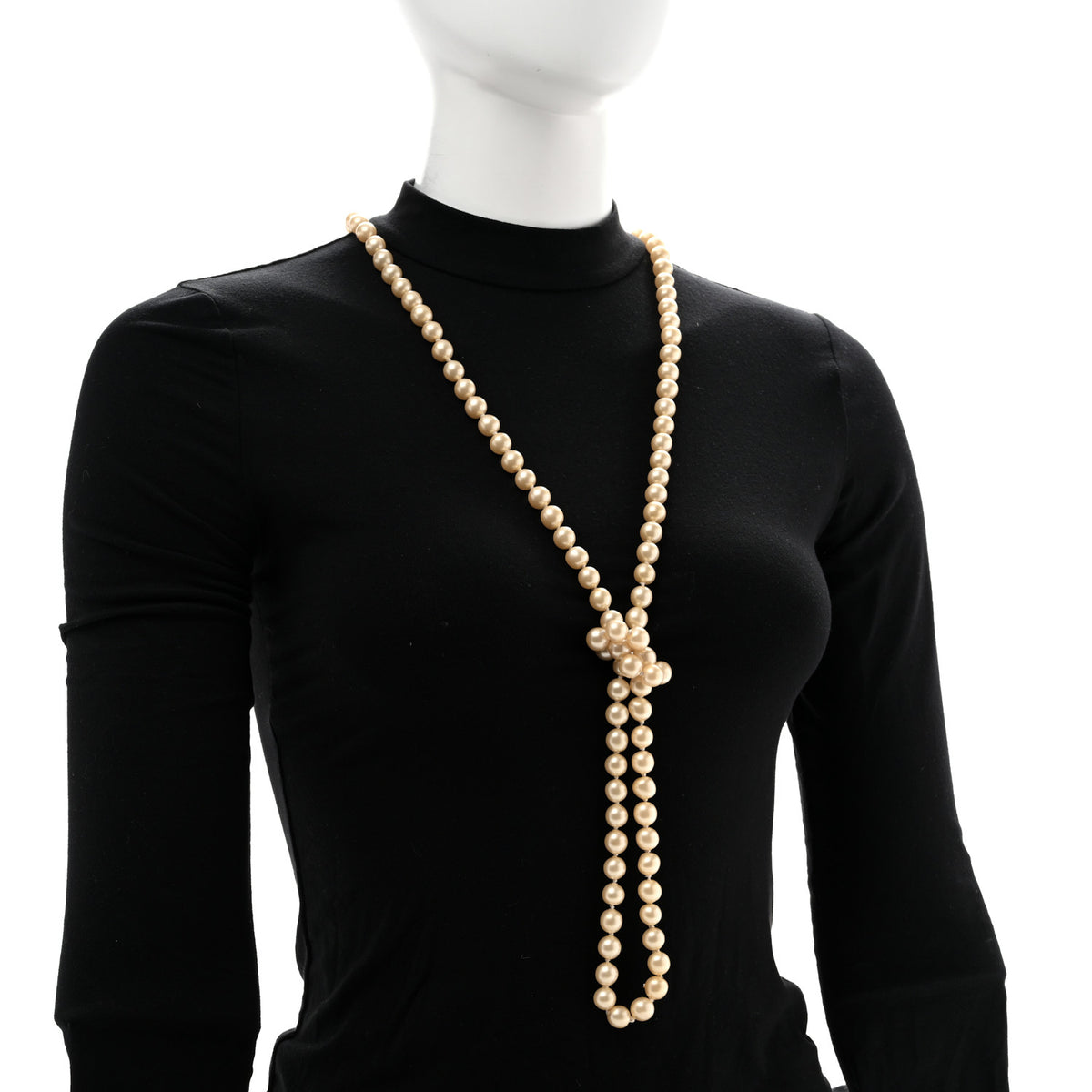 Chanel Pearl CC Long Necklace Gold White 2 of 7