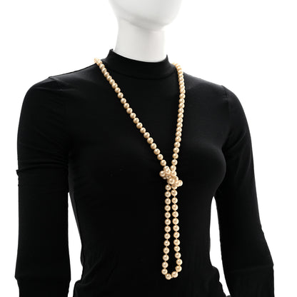 Chanel Pearl CC Long Necklace Gold White 2 of 7