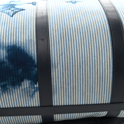 Louis Vuitton Monogram Watercolor Keepall Bandouliere 50 Hickory Stripes Denim 10 of 11