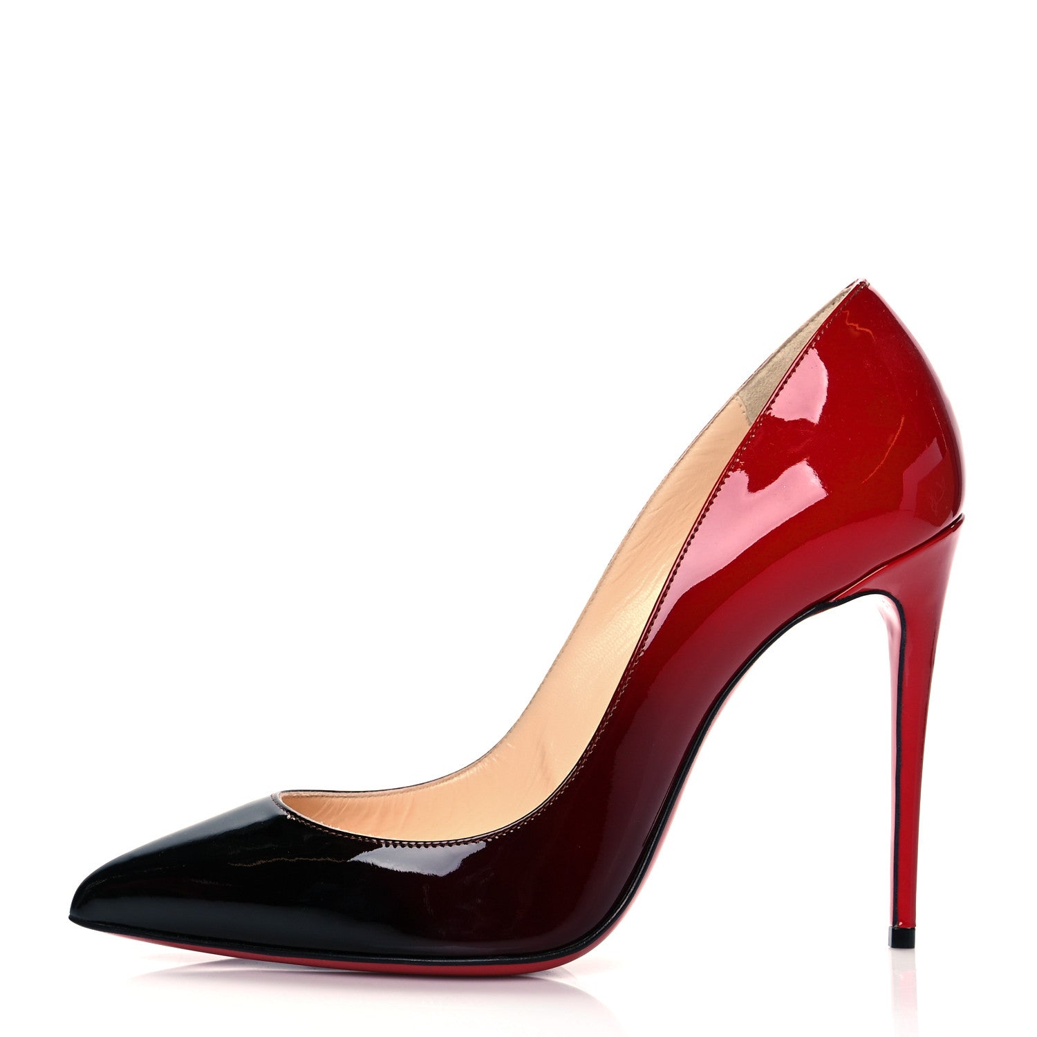 Christian Louboutin Patent Degrade Pigalle Follies 100 Pumps 37.5 Black Red 1 of 8