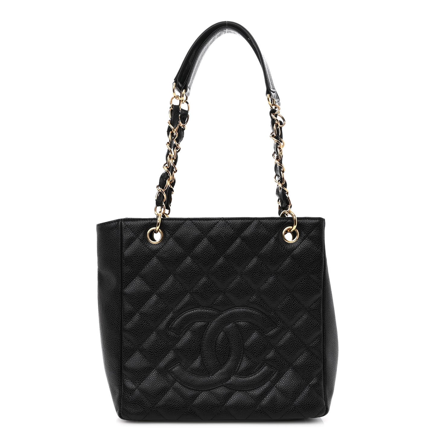 Caviar Quilted Petit Shopping Tote PST Black