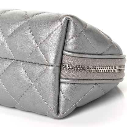 Chanel Metallic Lambskin Quilted 2.55 Reissue Cosmetic Pouch Silver 9 of 9