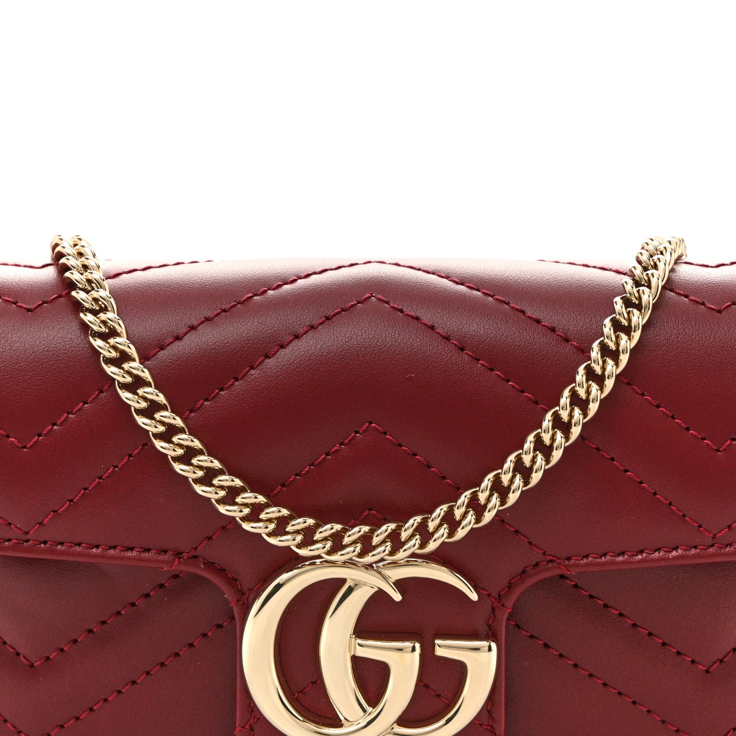 Calfskin Matelasse Super Mini GG Marmont Shoulder Bag Rosso Ancora