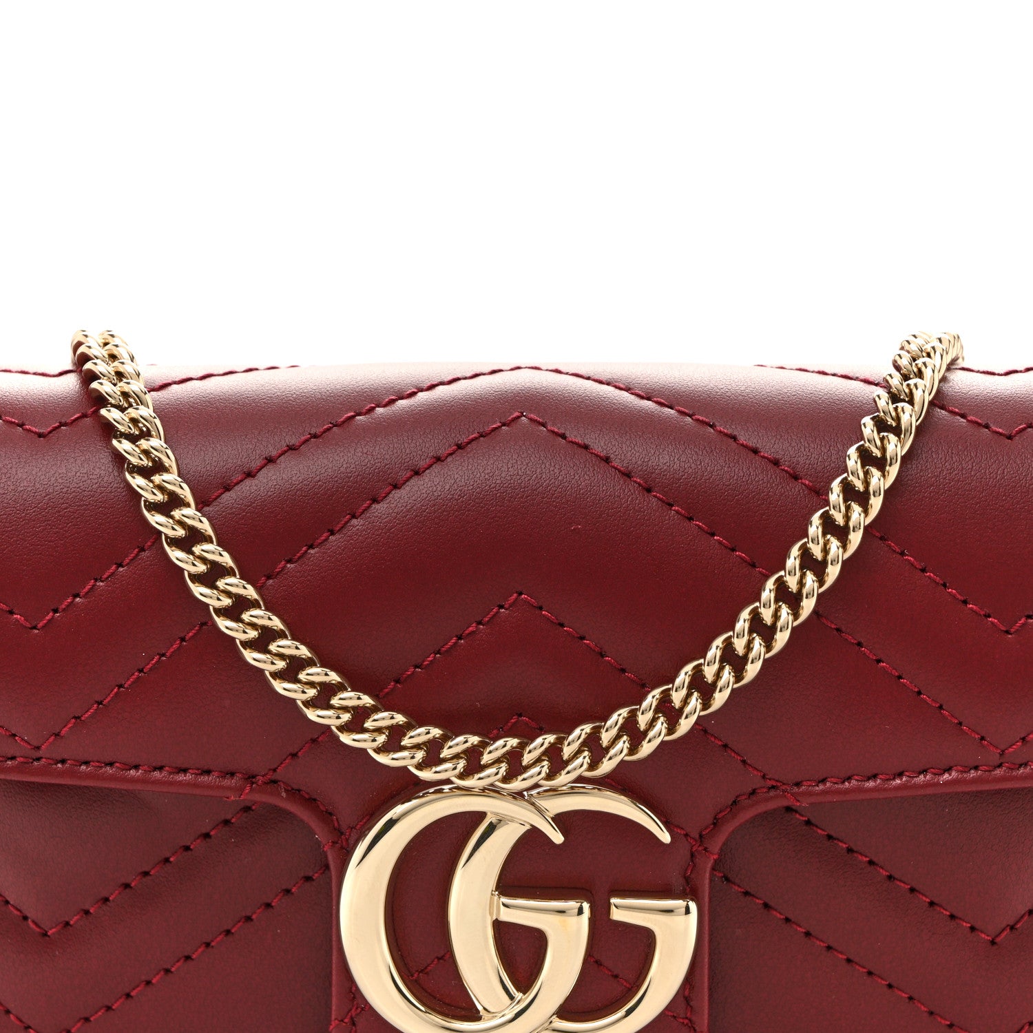 Gucci Calfskin Matelasse Super Mini GG Marmont Shoulder Bag Rosso Ancora 8 of 11