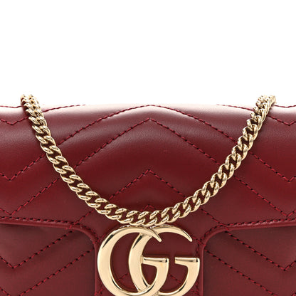 Gucci Calfskin Matelasse Super Mini GG Marmont Shoulder Bag Rosso Ancora 8 of 11