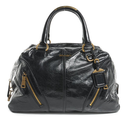 Prada Glace Calf Bowler Bag Black 1 of 8