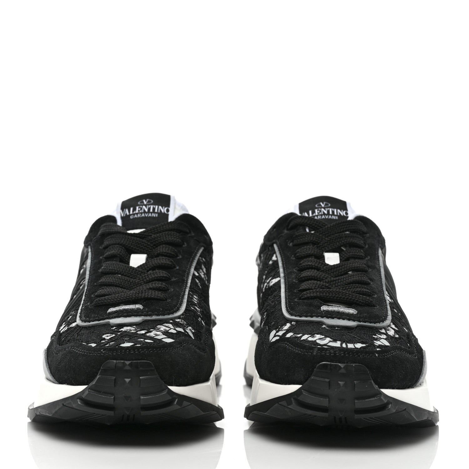 Valentino Garavani Lace Suede Womens Sneakers 39.5 Black White 2 of 8