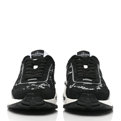 Valentino Garavani Lace Suede Womens Sneakers 39.5 Black White 2 of 8