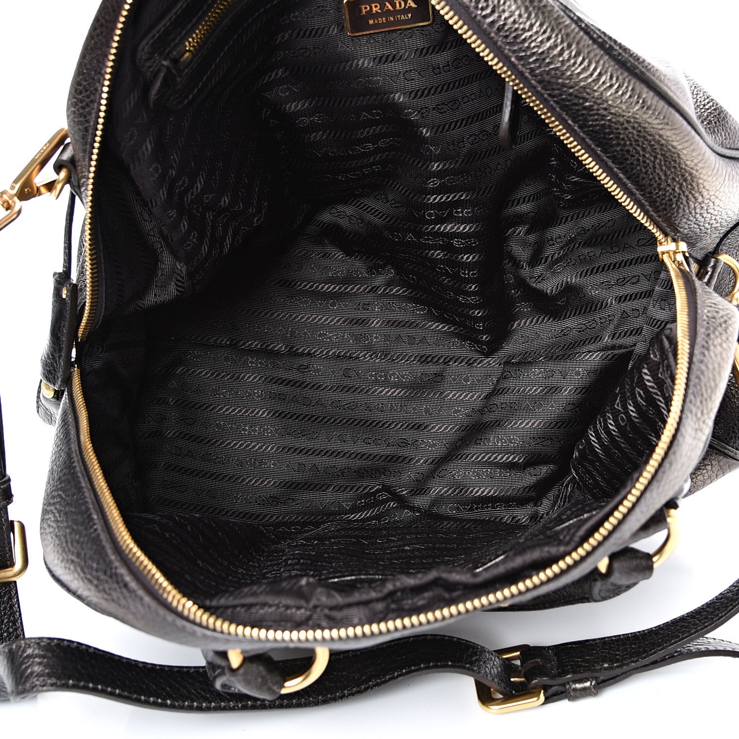 Prada Metallic Vitello Daino Shoulder Bag Piombo 4 of 14
