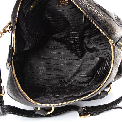 Prada Metallic Vitello Daino Shoulder Bag Piombo 4 of 14