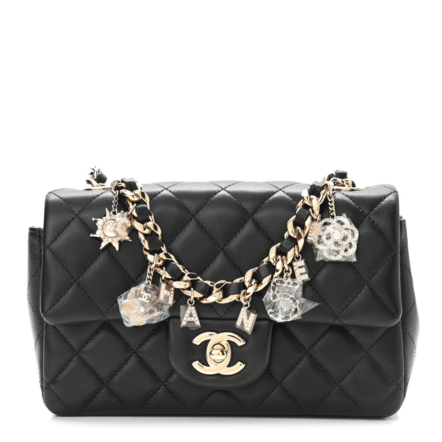 Chanel Lambskin Quilted Mini Coco Charms Rectangular Flap Black 1 of 11
