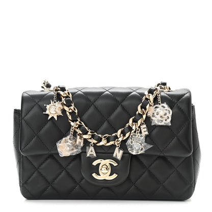 Chanel Lambskin Quilted Mini Coco Charms Rectangular Flap Black 1 of 11