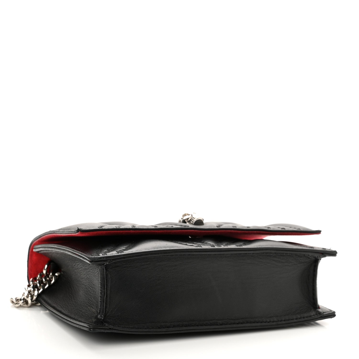 Alexander McQueen Lambskin Floral Stitched Skull Mini Crossbody Bag Black 3 of 9