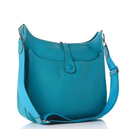 Hermes Taurillon Clemence Evelyne III GM Turquoise 3 of 13