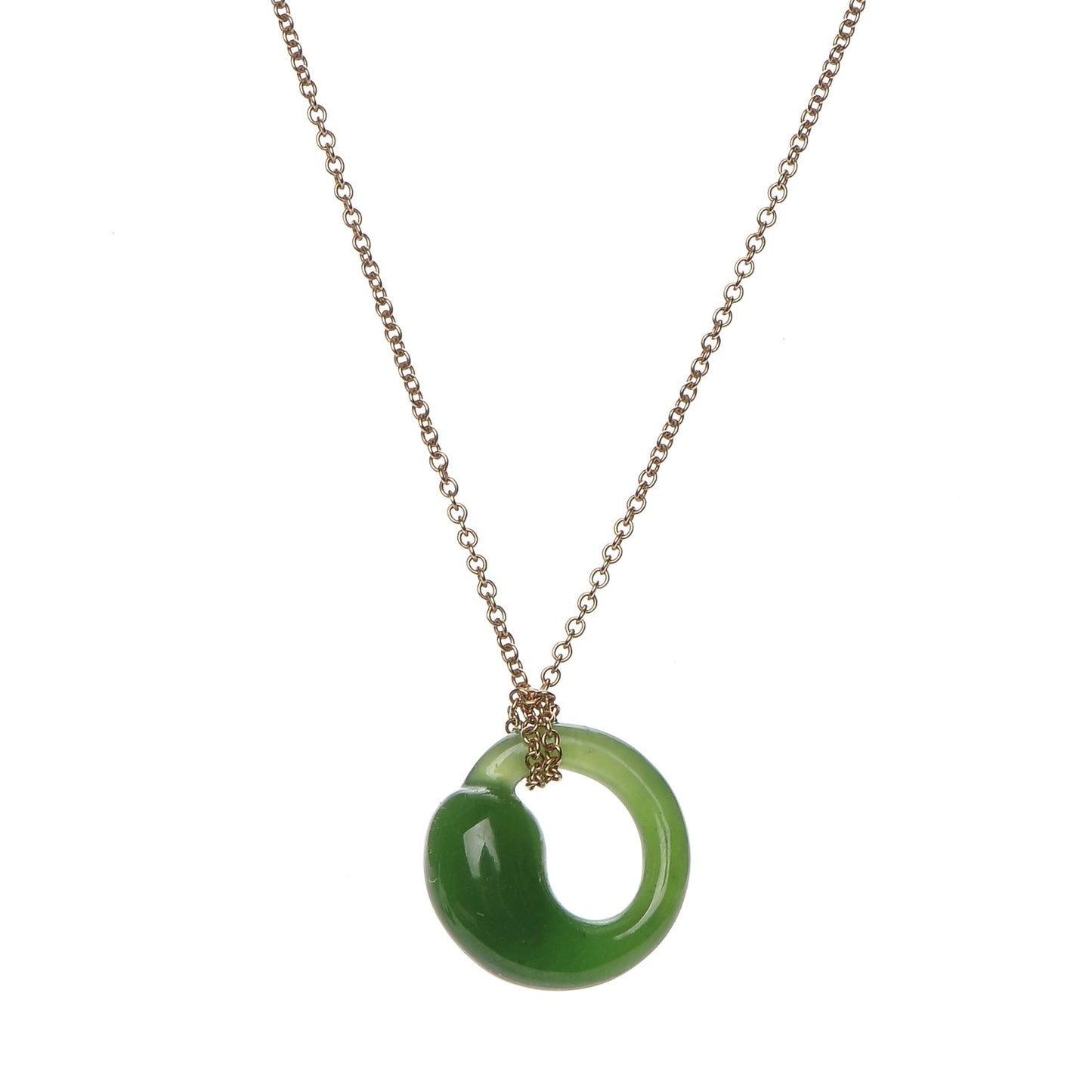 18K Yellow Gold Jade Elsa Peretti Eternal Circle Necklace
