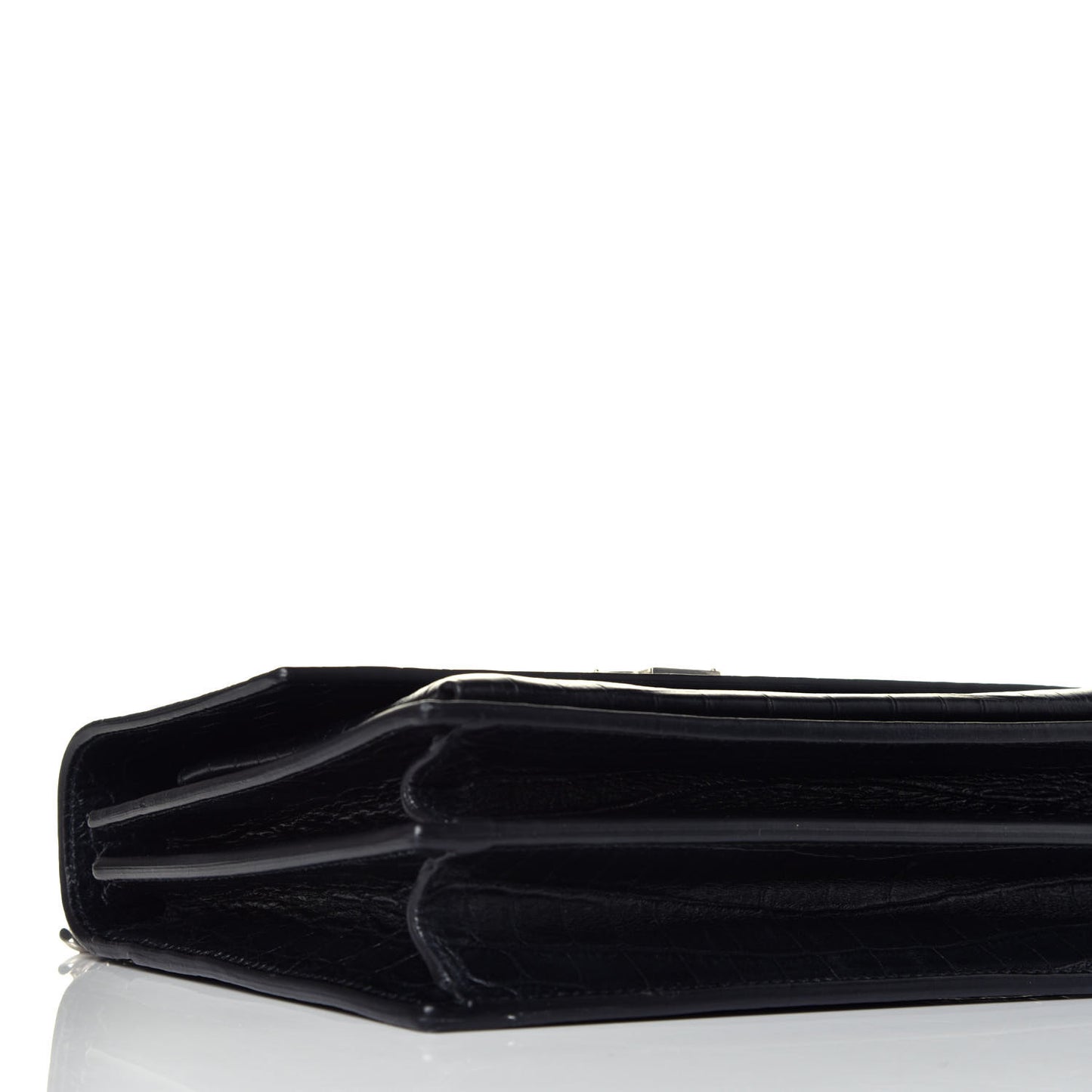 Calfskin Crocodile Embossed Medium Monogram Sunset Black