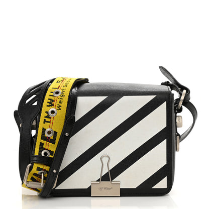 Off-White Calfskin Diag Flap Bag Black White 3 of 13