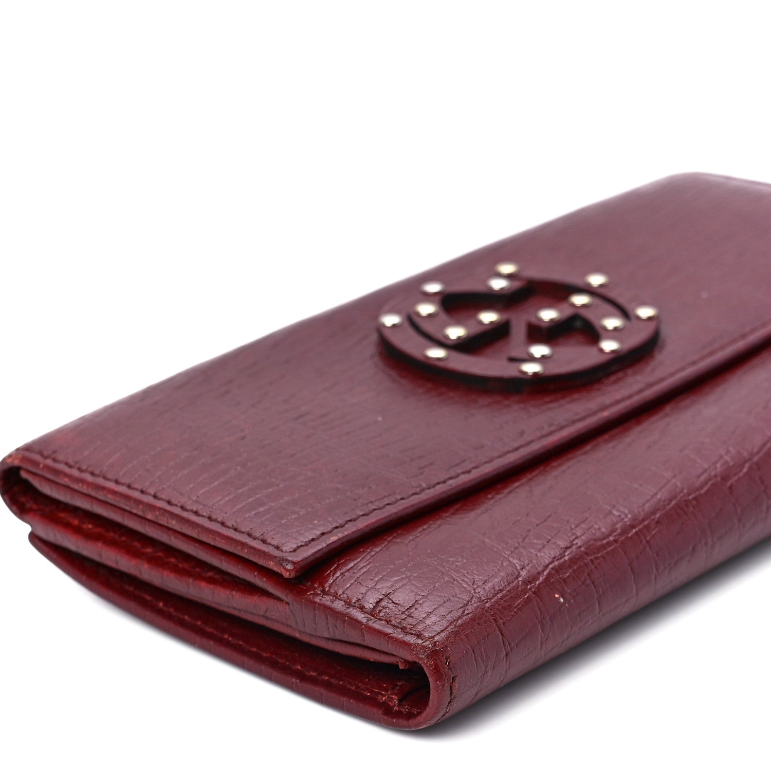 Gucci Calfskin Studded Soho Continental Wallet Red 12 of 13