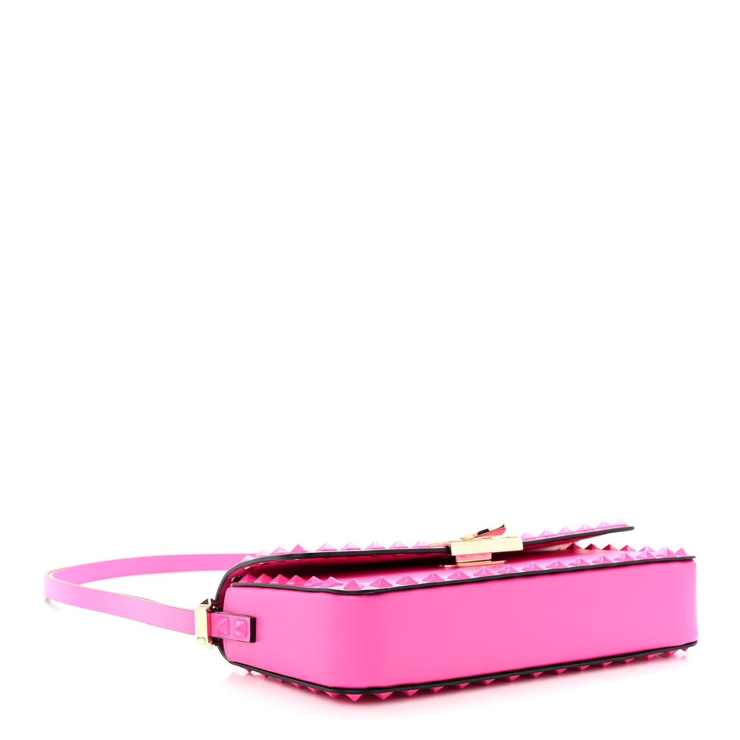 Smooth Calfskin Enamel Tonal E/W Rockstud23 Shoulder Bag Pink PP