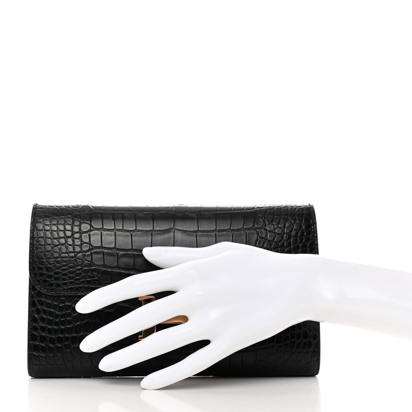 Matte Alligator Constance Long Wallet Black