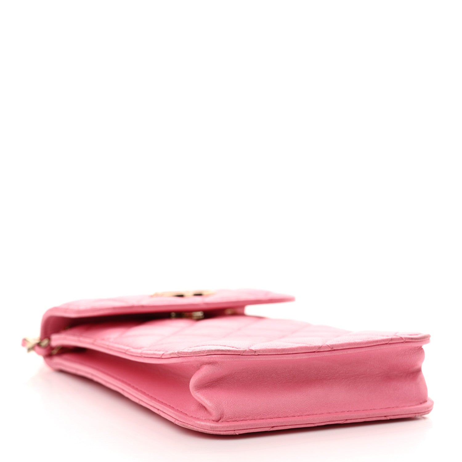 Chanel Lambskin Resin Quilted Phone Holder With Chain Pink 4 of 16