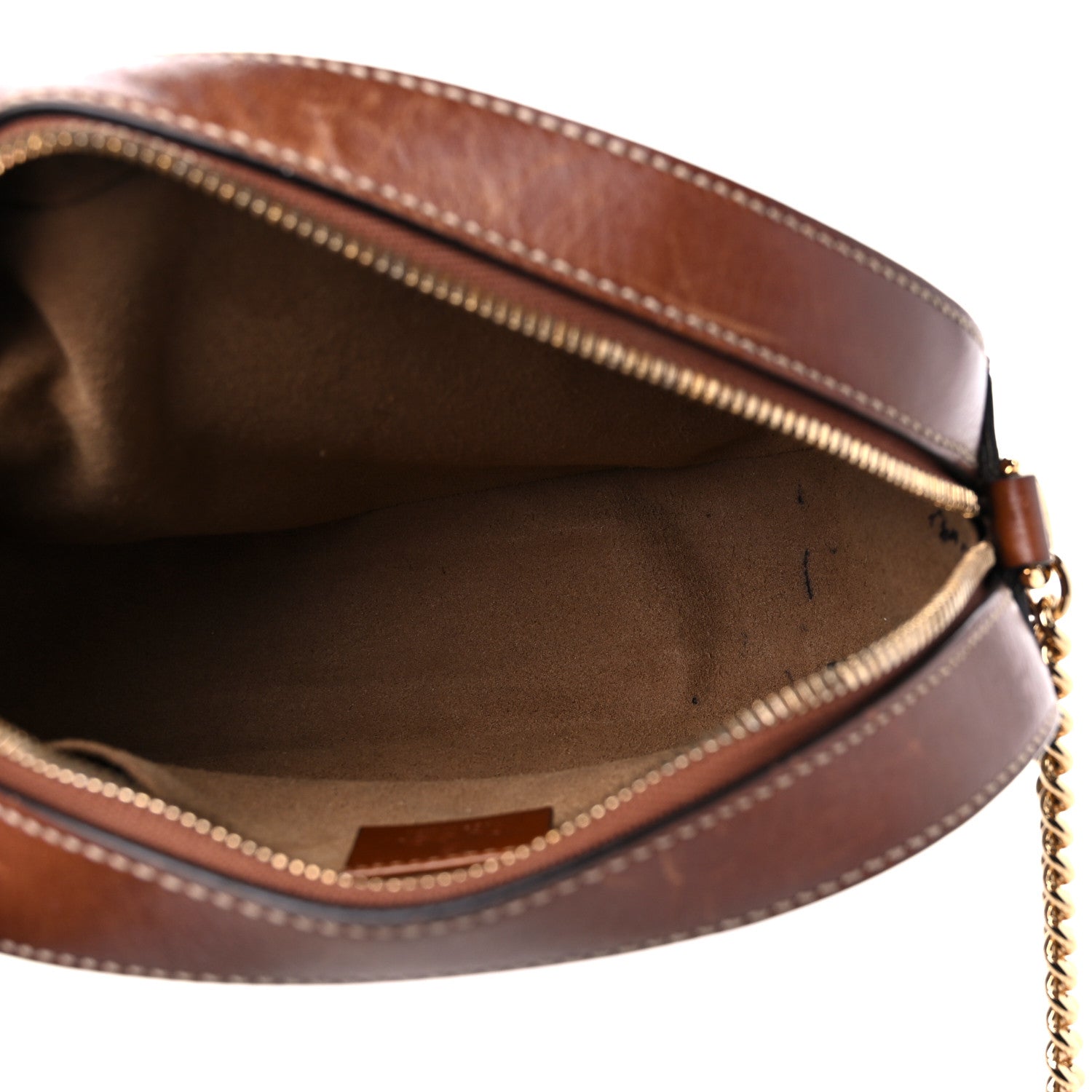 Gucci GG Supreme Monogram Cuoio Toscano Mini Chain Shoulder Bag Beige Ebony Cuir 5 of 13